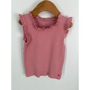 Pink Chicken Girls Rose Pink Ribbed Ruffle Trim Tank Top Size 5Y